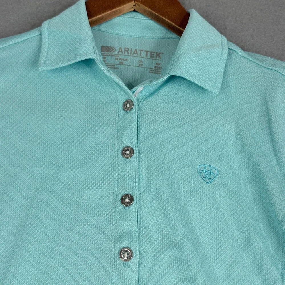Ariat TEK Polo Shirt Womens XS Blue Pullover Top Outdoor Comfort - Picture 2 of 11